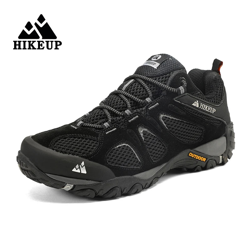 HIKEUP New Arrival Leather Hiking Shoes Wear-resistant Outdoor Sport Men Shoes Lace-Up Mens Climbing Trekking Hunting Sneakers